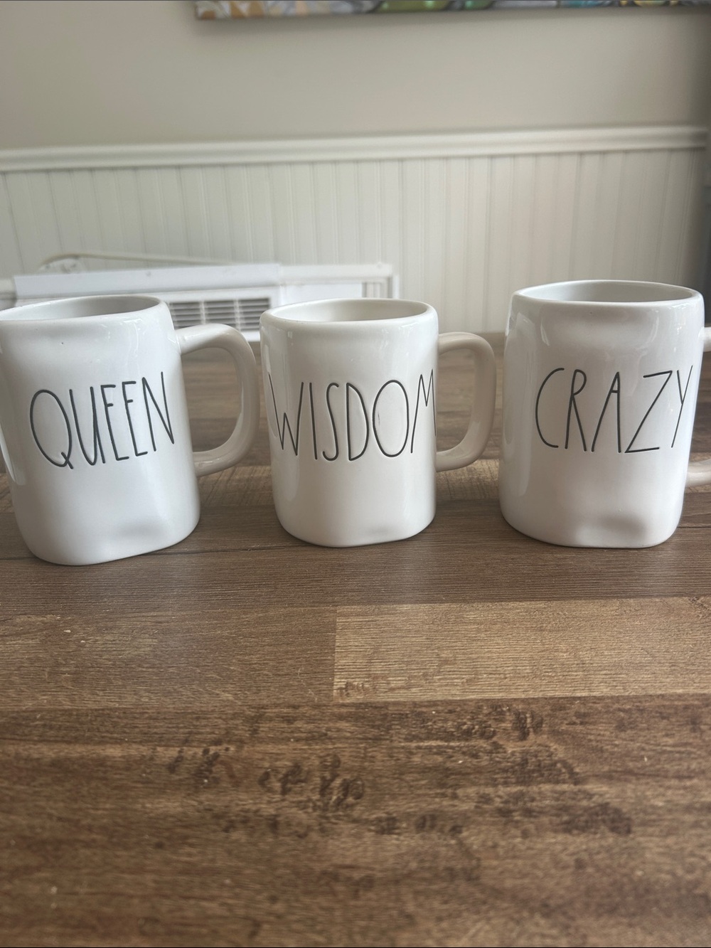 Rae Dunn Mug Lot of 3 Queen Wisdom Crazy Farmhouse Coffee Bar Set
